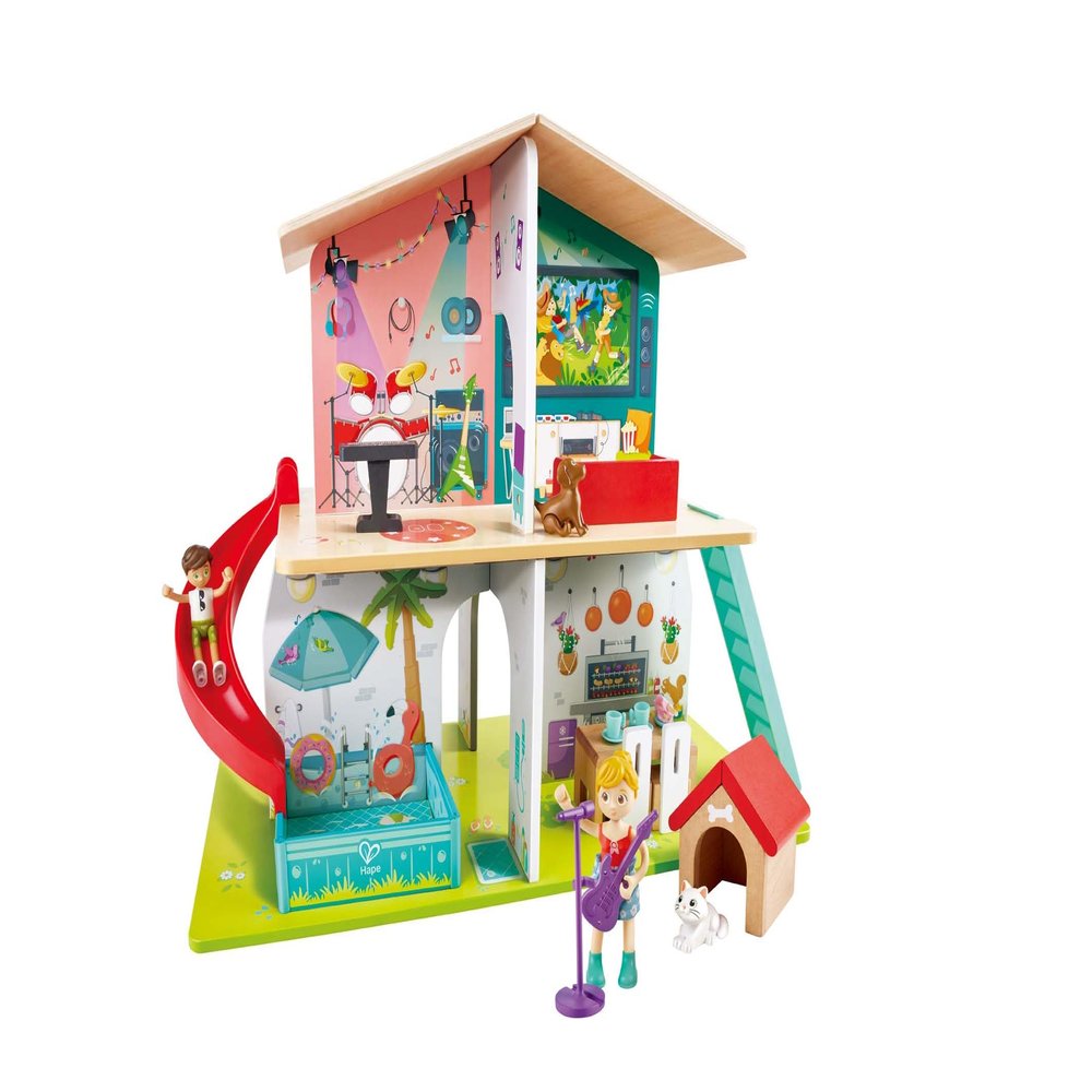 Hape E3411 Rock and Slide Children's Toy Play House with 8 Different Colorful Rooms and 9 Exciting Sound Effects, for Ages 3 and Up