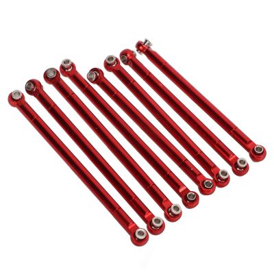 Dilwe RC Tie Rod, 8PCS Metal Full Car Tie Rod Tie Lever Link Pull Rod for MN86 Series Model Upgrade RC Car(red)