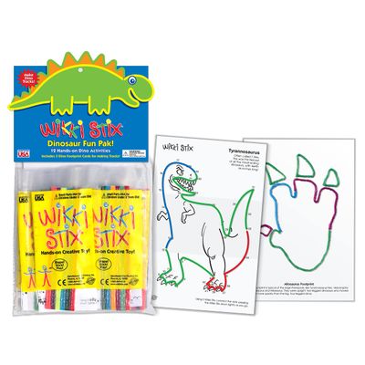 WikkiStix Dinosaur Party Favors, 13 Favors for Goodie Bags, Plus Dinosaur Footprint Sheets for Extra Games and Decorations, Ages 3 & Up.