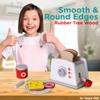 Play Brainy Pop Up Kids Toaster Toy with Kitchen Accessories, 8 Pc. Set, Interactive Early Learning Wood Playset with Wooden Bread, Plate, and Utensil, Girls and Boys 3+ view 3