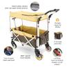 Creative Outdoors Push Pull Ultra Compact Folding Stroller Wagon with Canopy for Camping, Beach, Park, Sporting Events, Supports up to 150lbs, Brown/Tan view 2