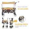 Creative Outdoors Push Pull Ultra Compact Folding Stroller Wagon with Canopy for Camping, Beach, Park, Sporting Events, Supports up to 150lbs, Brown/Tan view 4