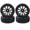 HIRCQOO 10-Spoke RC 12mm Hex Hub Wheel Rims & Rubber Tires Compatible with HSP Tamiya HPI Kyosho 1/10 On-Road Touring Car,WLtoys 1/14 144001 Traxxas 1/16 Slash RC 1/18 A959B Buggy (Black) view 1