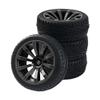 HIRCQOO 10-Spoke RC 12mm Hex Hub Wheel Rims & Rubber Tires Compatible with HSP Tamiya HPI Kyosho 1/10 On-Road Touring Car,WLtoys 1/14 144001 Traxxas 1/16 Slash RC 1/18 A959B Buggy (Black) view 2