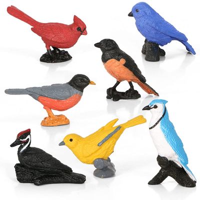 Morofme Mini Bird Figurine Birds Cake Topper 7pcs Miniature Birds Animal Figure Robin Cardinal Figurines Oriole Bird Cake Decorations for Birthday Baby Shower Party Educational Supplies
