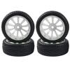 HIRCQOO 10-Spoke RC 12mm Hex Hub Wheel Rims & Rubber Tires Compatible with HSP Tamiya HPI Kyosho 1/10 On-Road Touring Car,WLtoys 1/14 144001 Traxxas 1/16 Slash RC 1/18 A959B Buggy (White) view 1