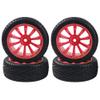 HIRCQOO 10-Spoke RC 12mm Hex Hub Wheel Rims & Rubber Tires Compatible with HSP Tamiya HPI Kyosho 1/10 On-Road Touring Car,WLtoys 1/14 144001 Traxxas 1/16 Slash RC 1/18 A959B Buggy (Red) view 1