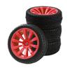 HIRCQOO 10-Spoke RC 12mm Hex Hub Wheel Rims & Rubber Tires Compatible with HSP Tamiya HPI Kyosho 1/10 On-Road Touring Car,WLtoys 1/14 144001 Traxxas 1/16 Slash RC 1/18 A959B Buggy (Red) view 2