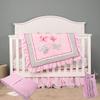 4 PCs Cotton Embroidery 3 D Butterfly Nursery Crib Bedding Set Baby Girl Pink Flower Butterfly Cot Bedding Set 1 Quilt 1 Fitted Sheet 1 Changing Pad Cover Sheet 1 Diaper Organizer view 1