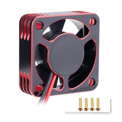 AllinRC RC Motor Fan 30mm x 30mm Heatsink ESC Cooling Fan for 1/8 1/10 1/12 RC Car 540 550 Brushless Motor (Black-Red)