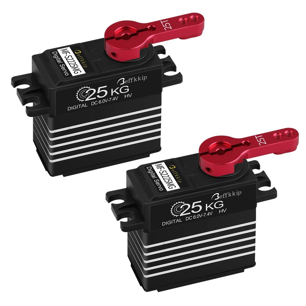 2Pack 25KG Digital Servo Motor High Torque RC Servo Full Metal Gear Waterproof with 25T Servo Arm for RC Car Crawler Robot Control Angle 180