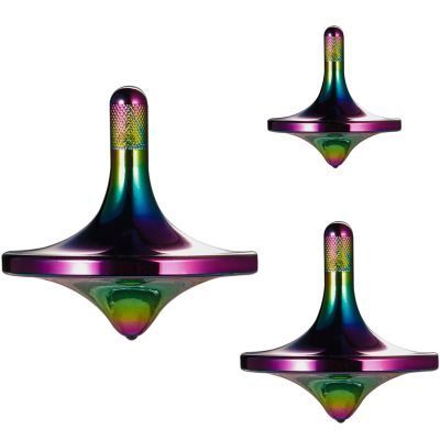 CHEETOP Stainless Steel Spinning Top, Premium Exquisite Perfect Balance Well Made Metal Desk EDC Little Fidget Toy, Spin Long Time Over 6 Minutes, Great Value (Iridescent, 3PCS Large + Medium + Small)