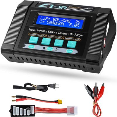 BGUAD 100W 10A AC/DC 1-6S Lipo Battery Charger Discharger Smart Balance Lipo Charger for LiPo LiHV Life NiMH NiCd Pb for Hobby RC Car Boat Drone FPV Racing Airplane Helicopter Airsoft