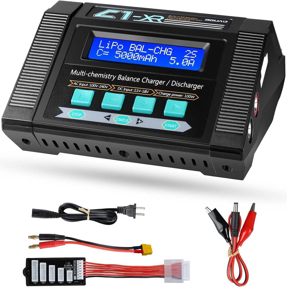 BGUAD 100W 10A AC/DC 1-6S Lipo Battery Charger Discharger Smart Balance Lipo Charger for LiPo LiHV Life NiMH NiCd Pb for Hobby RC Car Boat Drone FPV Racing Airplane Helicopter Airsoft