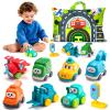 ALASOU 8 PCS Baby Cranes Car Toys for 1 Year Old Boy with Playmat/Storage Bag|1st Birthday Gift for Toddler Toys 1-2|Baby Toys 1 Year Old Boy Gifts for Infant 12 18 Months view 1