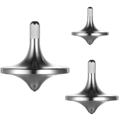CHEETOP Stainless Steel Spinning Top, Premium Exquisite Perfect Balance Well Made Metal Desk EDC Little Fidget Toy, Spin Long Time Over 6 Minutes, Great Value (Silver, 3PCS Large + Medium + Small)