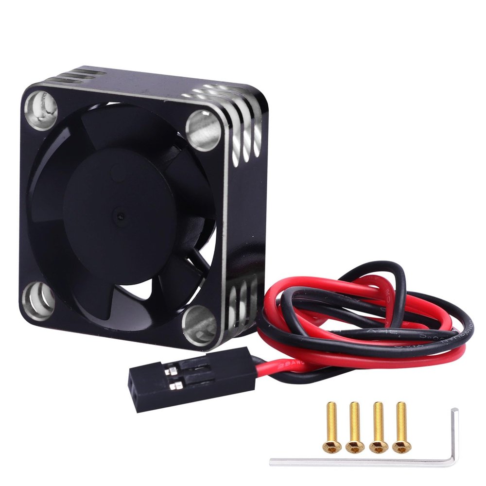 CrazyHobby 30mm RC Cooling Fan Kit Heatsink for 540 550 Brushed Brushless Motor ESC Aluminum Case (Black&Silver)