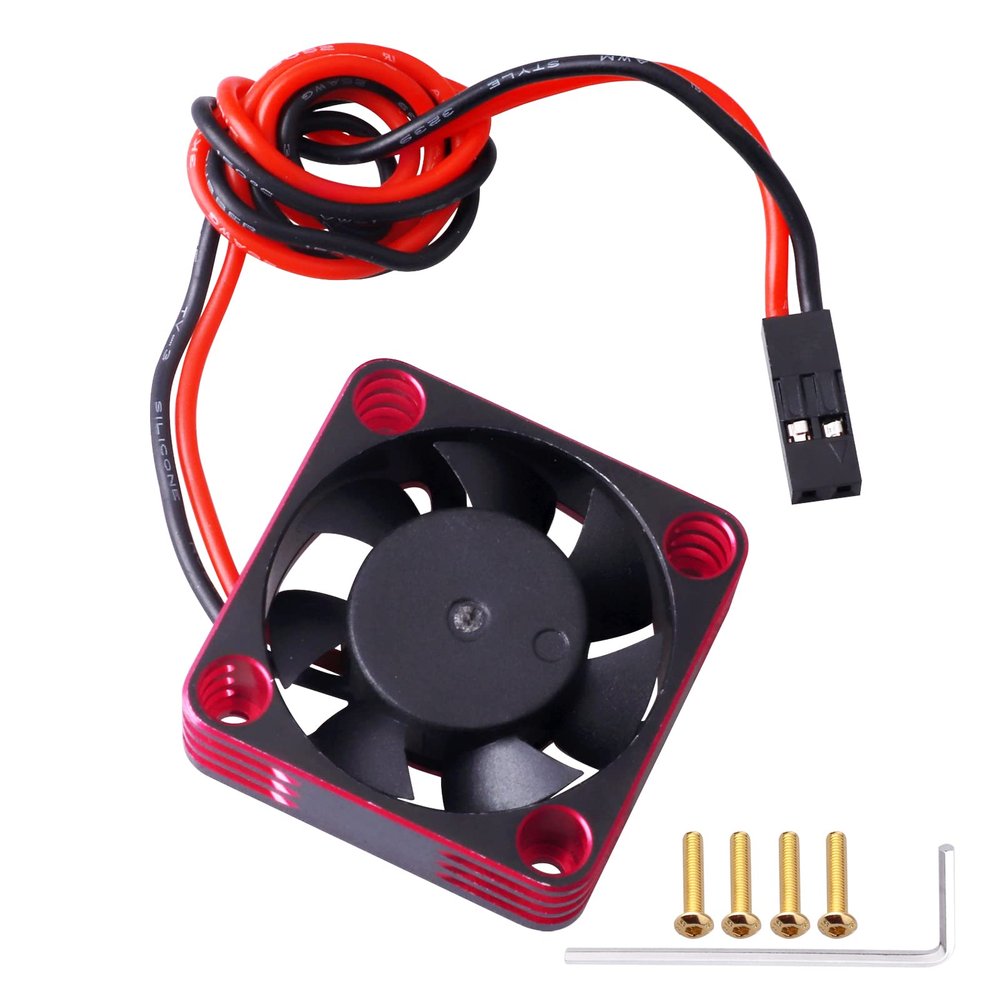 FriHobby 3650 Motor Cooling Fan 30mm RC Motor Heatsink 28000RPM ESC Cooling Fan for RC Car 1/8 1/10 1/12 Scale 540 550 Brushless Motor (Red-Black)