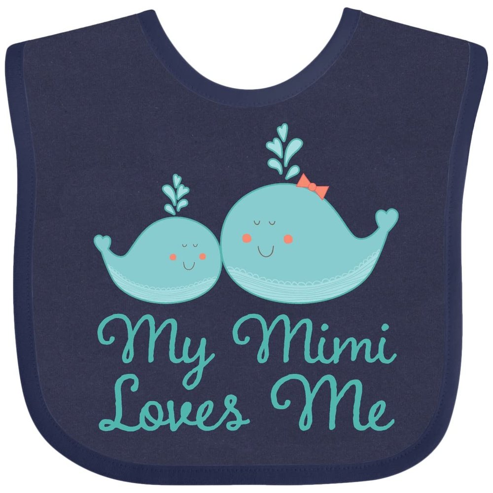 inktastic My Mimi Loves Me Baby Bib Navy Blue 237c8