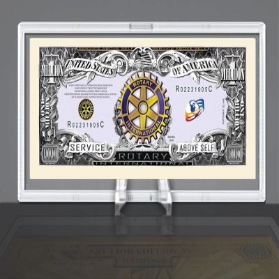 American Art Classics Rotary Club Rotarian Million Dollar Bill - Best Gift for Rotarians - Limited Edition Collectible Bill in Desktop Currency Stand - Fun Desk Top Accessory Gift