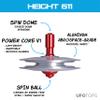 UFO Tops - Height 611 | Metal Spinning Top | Inspired by The 1986 Soviet Union UFO Incident | Cosmic Silver Aluminum UFO Body and Fireball Red Power Core view 2