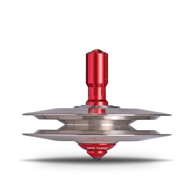 UFO Tops - Height 611 | Metal Spinning Top | Inspired by The 1986 Soviet Union UFO Incident | Raw Stainless Steel UFO Body and Fireball Red Power Core