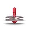 UFO Tops - Height 611 | Metal Spinning Top | Inspired by The 1986 Soviet Union UFO Incident | Raw Stainless Steel UFO Body and Fireball Red Power Core view 1