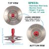 UFO Tops - Height 611 | Metal Spinning Top | Inspired by The 1986 Soviet Union UFO Incident | Raw Stainless Steel UFO Body and Fireball Red Power Core view 3