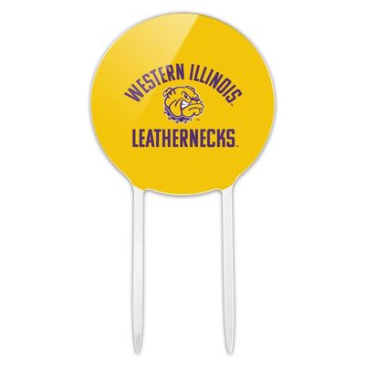 Acrylic Western Illinois Leatherneck Cake Topper Party Decoration for Wedding Anniversary Birthday Graduation