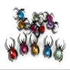 100 Bulk Halloween Spider Rings With Gems Assortment - Black Rings with Assorted Gems for Creepy Crawly Party Favors, Treats, and Cupcake Toppers view 1