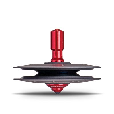 Plexity Labs UFO Tops - Height 611 - Metal Spinning Top - Inspired by The 1986 Soviet Union UFO Incident - Black Titanium UFO Body and Fireball Red Power Core