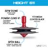 Plexity Labs UFO Tops - Height 611 - Metal Spinning Top - Inspired by The 1986 Soviet Union UFO Incident - Black Titanium UFO Body and Fireball Red Power Core view 2