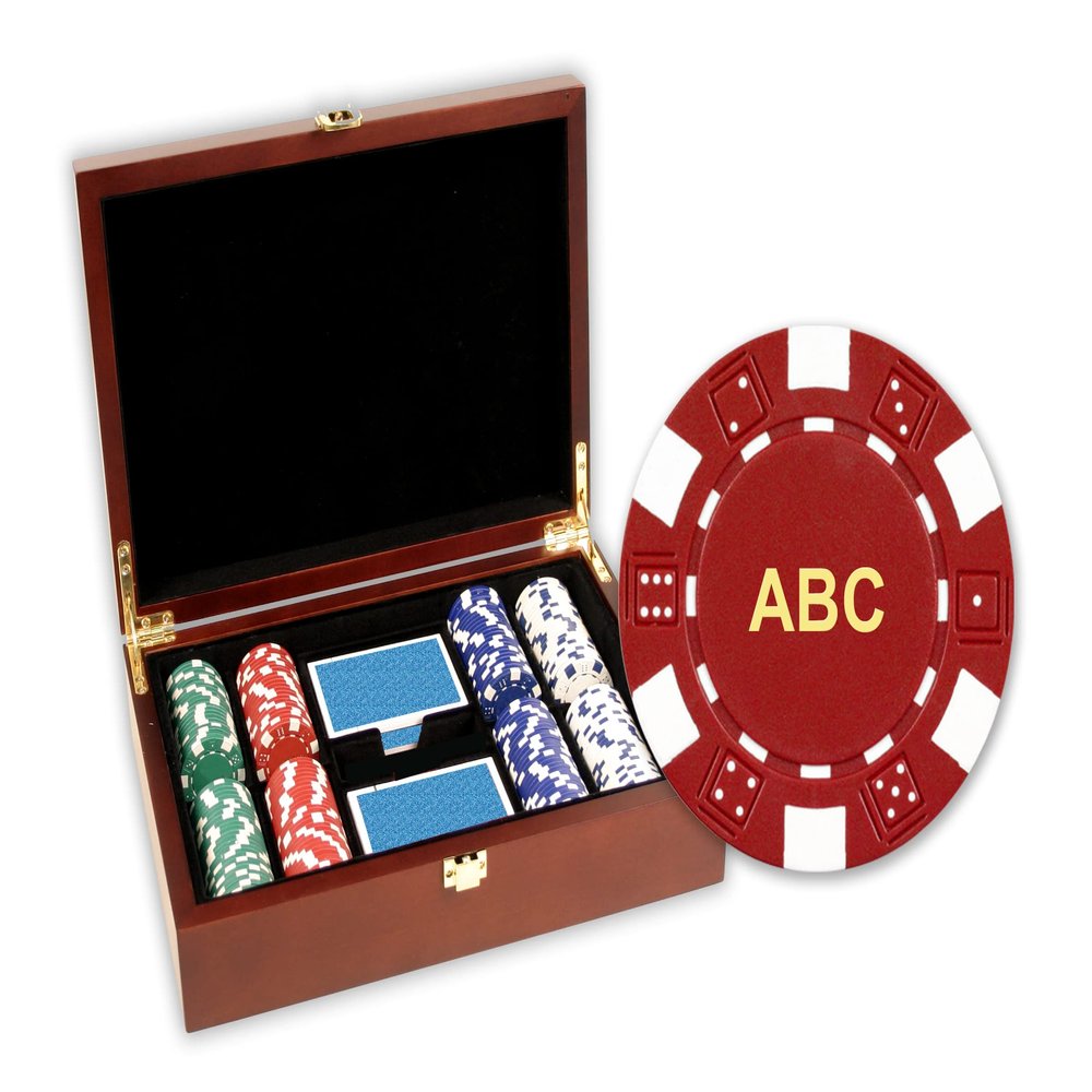 DA VINCI 200 Custom Poker Chips with Wooden case and Cards - 11.5 gram Chips Monogrammed