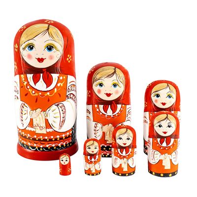 Harlotte 10PCS Russian Nesting Dolls Painted Mini Doll Handcraft Interactive Nested Doll Color Painting Puppet Table Decoration