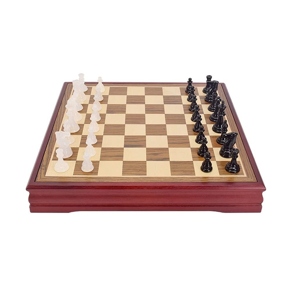 DLRB Chess Set Chess Set High-Grade Crystal Agate Jade Chess Handmade Wooden International Chess Travel Portable Set Adult Children Game Gift Best Gift (Color : A)
