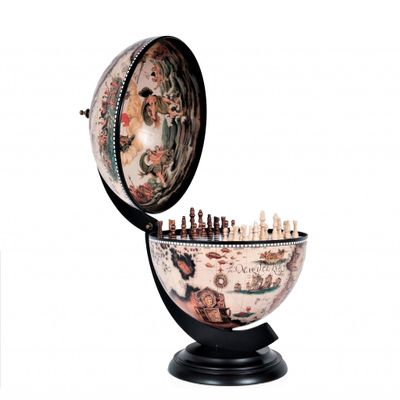 Global Furniture Outlet 13" x 13" x 20" White Globe 13 inches with Chess Holder
