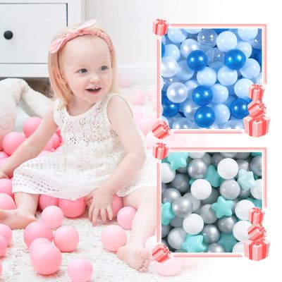 GOGOSO 100 pcs 2.16 inch pear Blue Blue White Clear Plastics Balls with 100 pcs Sliver Gary White and Start Plastics Balls