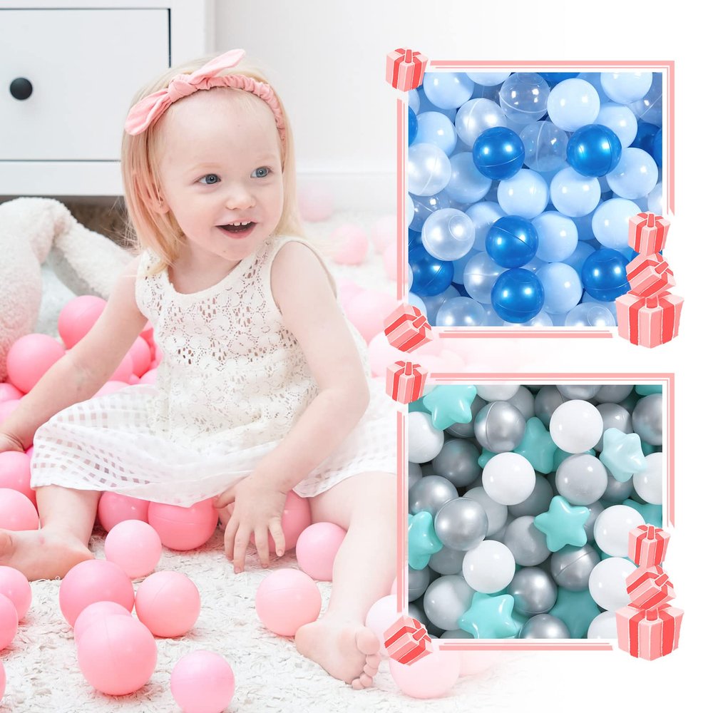 GOGOSO 100 pcs 2.16 inch pear Blue Blue White Clear Plastics Balls with 100 pcs Sliver Gary White and Start Plastics Balls