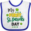 inktastic My First St Patrick's Day with Shamrocks Baby Bib White and Royal 2e6b7 view 1
