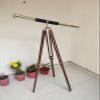 SIFAAT WORLD 60 Inches Floor Standing Admirals Solid Brass Black Leather Marine Telescope, Nautical Home Decor Fully Functional Decorative Maritime Telescopes with Wooden Tripod Stand view 2