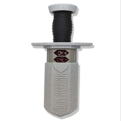 MunnyGrubbers - Sword Dagger Dice Holder - (Random 7PCS D20 Dice Set Included) - Custom Polyhedral Dice Storage for Tabletop RPG - Dungeons and Dragons - DND - D&D (Marble)