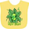 inktastic New Bean Cute Sleeping Bean in Leaves and Vines Baby Bib Navy Blue 3a4e5 view 1