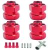 HOPLEX Aluminum Alloy 7mm RC Wheel Hex Hub Spacer with 9.5mm Offset Extension 4Pcs Hex Drive Adapter for AXIAL SCX24 Upgrades Accessories 1/24 RC Crawler Car (Red) view 1