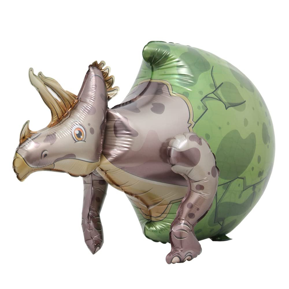 3D Standing cartoon dinosaur baby egg Foil balloon Tyrannosaurus Triceratops balloon baby shower toy Gifts Birthday Party Decorations (Triceratops Egg)