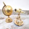 Golden Polish Size 8 Inch Nautical Telescope Shinny Brass Alidade with Compass 10 Inch Globe Table Decor and Gift view 1