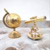 Golden Polish Size 8 Inch Nautical Telescope Shinny Brass Alidade with Compass 10 Inch Globe Table Decor and Gift view 3