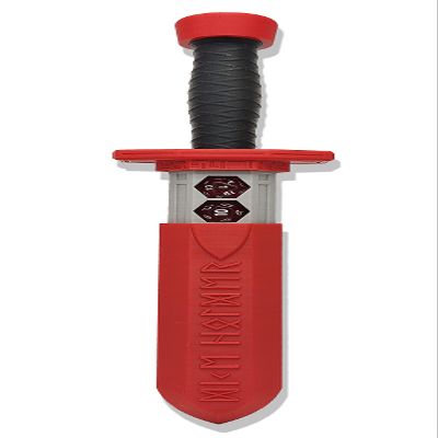 MunnyGrubbers - Sword Dagger Dice Holder - (Random 7PCS D20 Dice Set Included) - Custom Polyhedral Dice Storage for Tabletop RPG - Dungeons and Dragons - DND - D&D (Red)