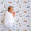 Stork Wares Sleepy Dinosaurs Personalized Baby Boy Swaddle Blanket, White, 30x40 inches , BB347 view 3