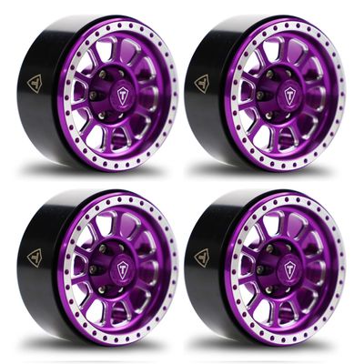 Treal 1.9 Beadlock Wheels Heavy Duty CNC Aluminum Crawler RC Wheel 4pcs-Set for 1:10 TRX-4 Axial SCX10 II SCX10 III(Purple) 116g/pc -Type C