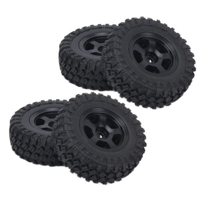 VGEBY RC Tire Set,4PCS 2401 RC Short Course Truck Tires Aluminum Alloy Wheel and Rubber Tire for Axial SCX24 1/24 RC Car Accessories (Black) Car Model Accessory